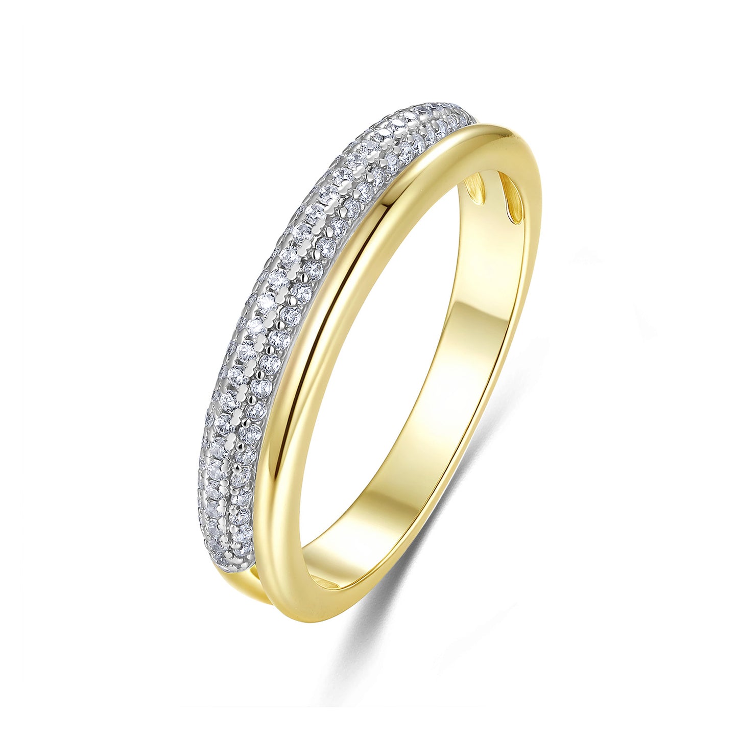 Rhodium-Plated Silver Pavé Zirconia Ring