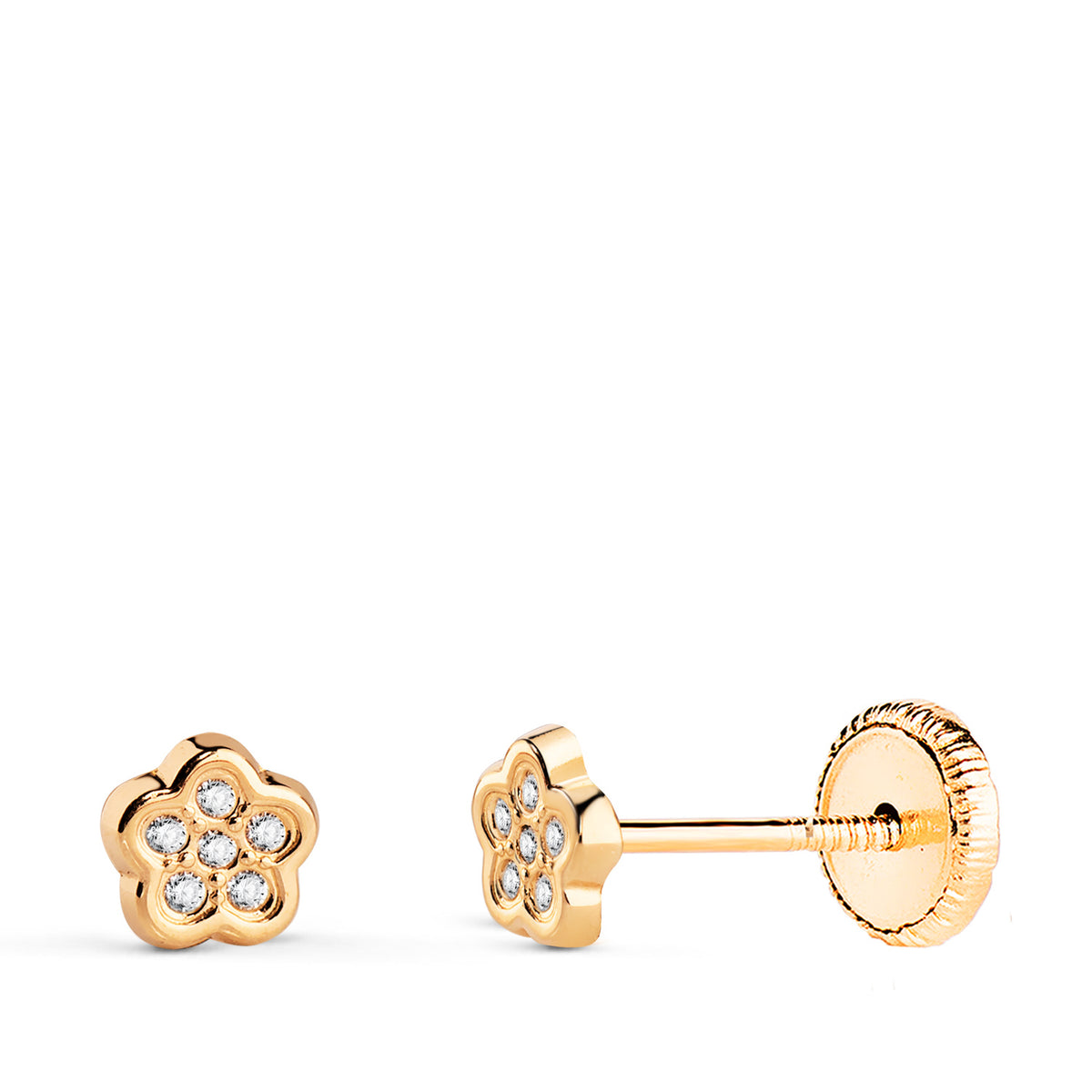 18K Yellow Gold Earrings with Cubic Zirconia