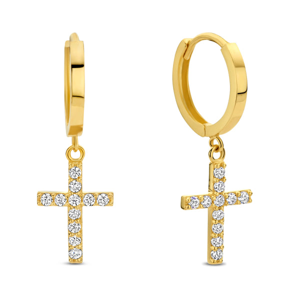 Faith Hoop Earrings – 14K Gold