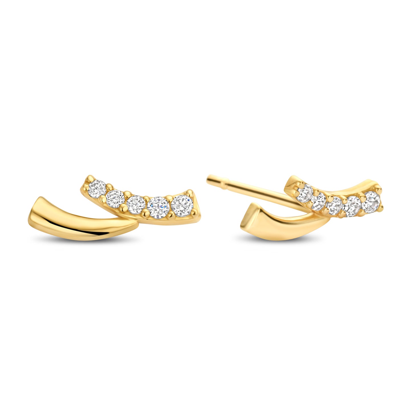 Zirconia Stud Earrings – 14K Gold