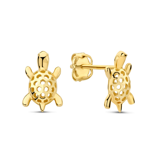 Turtle Stud Earrings – 14K Gold