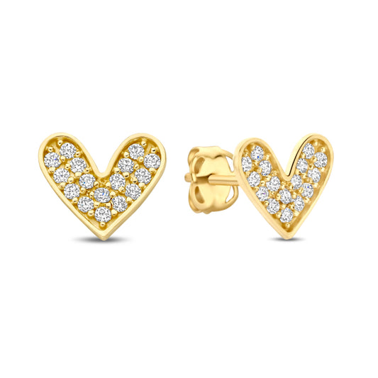 Romantic Heart Stud Earrings – 14K Gold