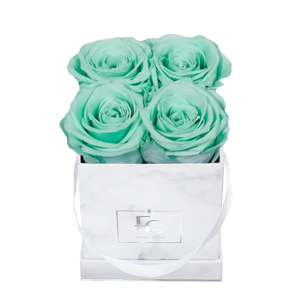 Classic Infinity Square Rosebox XS – Preserved Roses Up to 3 Years – Rose Box Minty Green by Flor de Oro | Customizable Luxury Jewelry