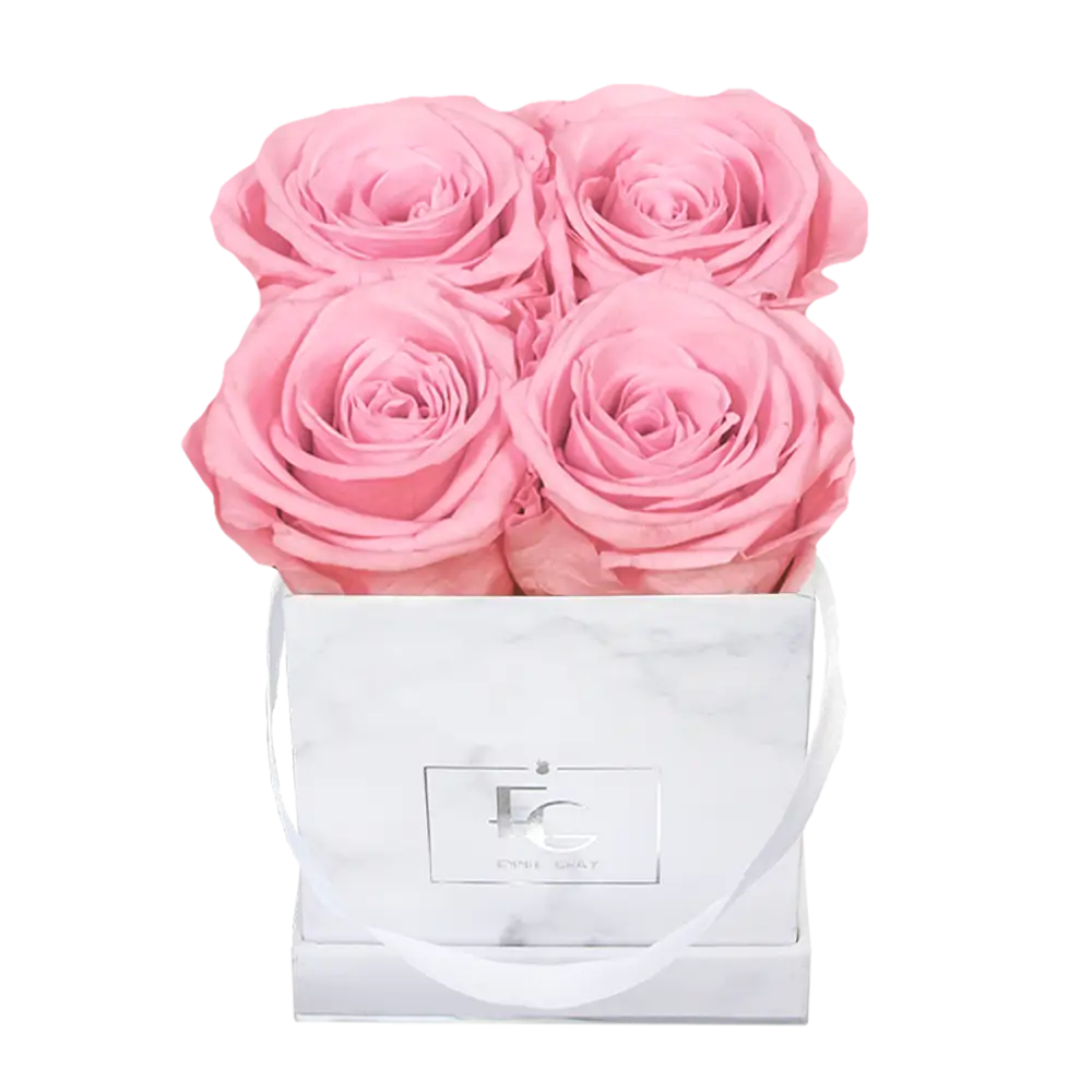 Classic Infinity Square Rosebox XS – Preserved Roses Up to 3 Years – Rose Box Bridal Pink by Flor de Oro | Customizable Luxury Jewelry