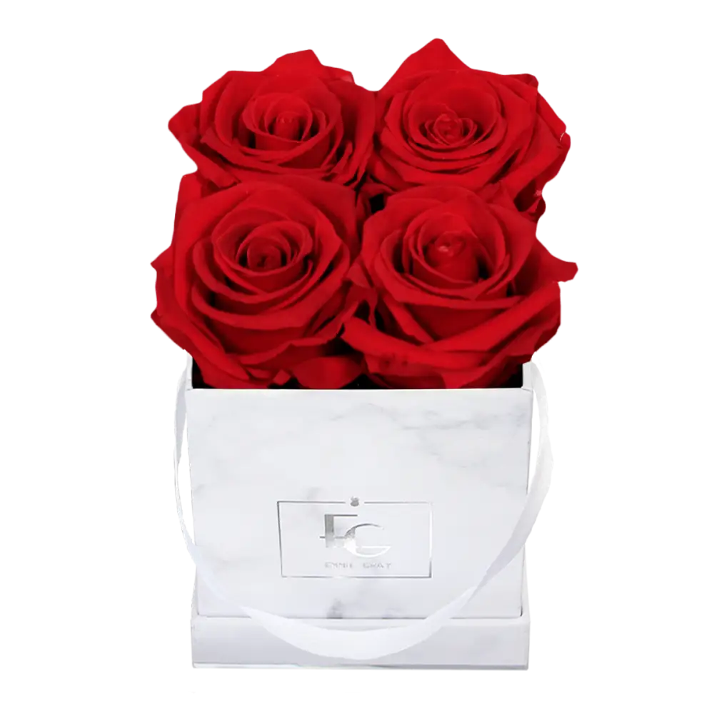 Classic Infinity Square Rosebox XS – Preserved Roses Up to 3 Years – Rose Box Vibrant Red by Flor de Oro | Customizable Luxury Jewelry