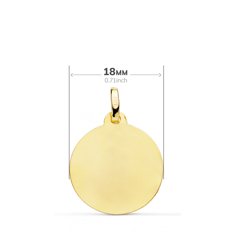 18K Yellow Gold Divine Infant Mary Medallion — 18 mm