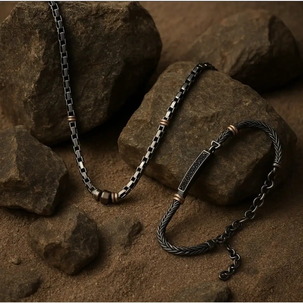 Midnight Forge Chain – Jewelry Sterling Silver Gunmetal Gray by Flor de Oro | Customizable Luxury Jewelry