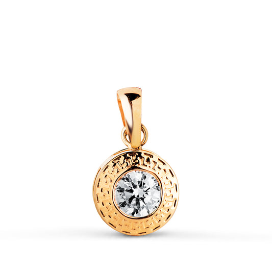 18K Yellow Gold Pendant with Cubic Zirconia