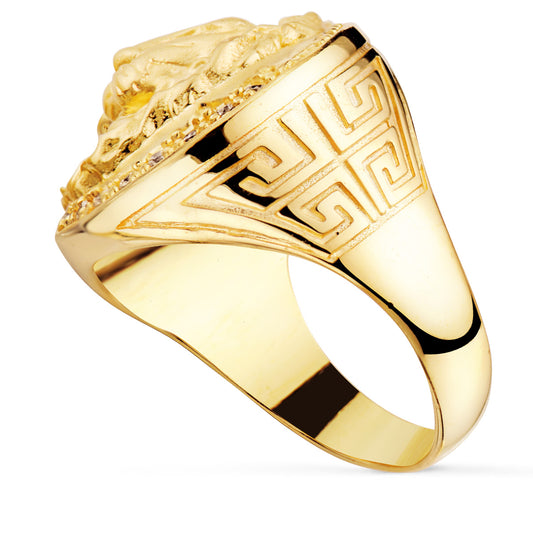 18K Yellow Gold Signet Ring with Cubic Zirconia