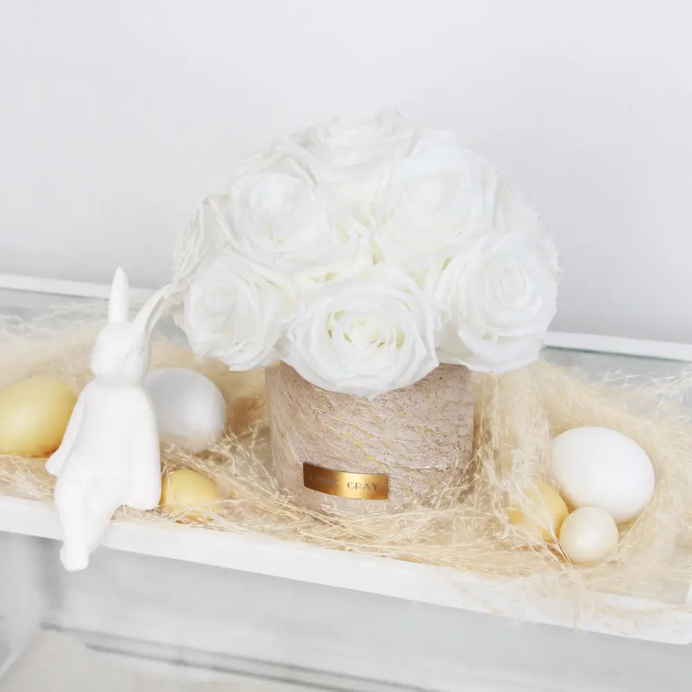 Premium Solid Splendid Infinity M – Preserved Roses Up to 3 Years – Jewelry Pure White by Flor de Oro | Customizable Luxury Jewelry