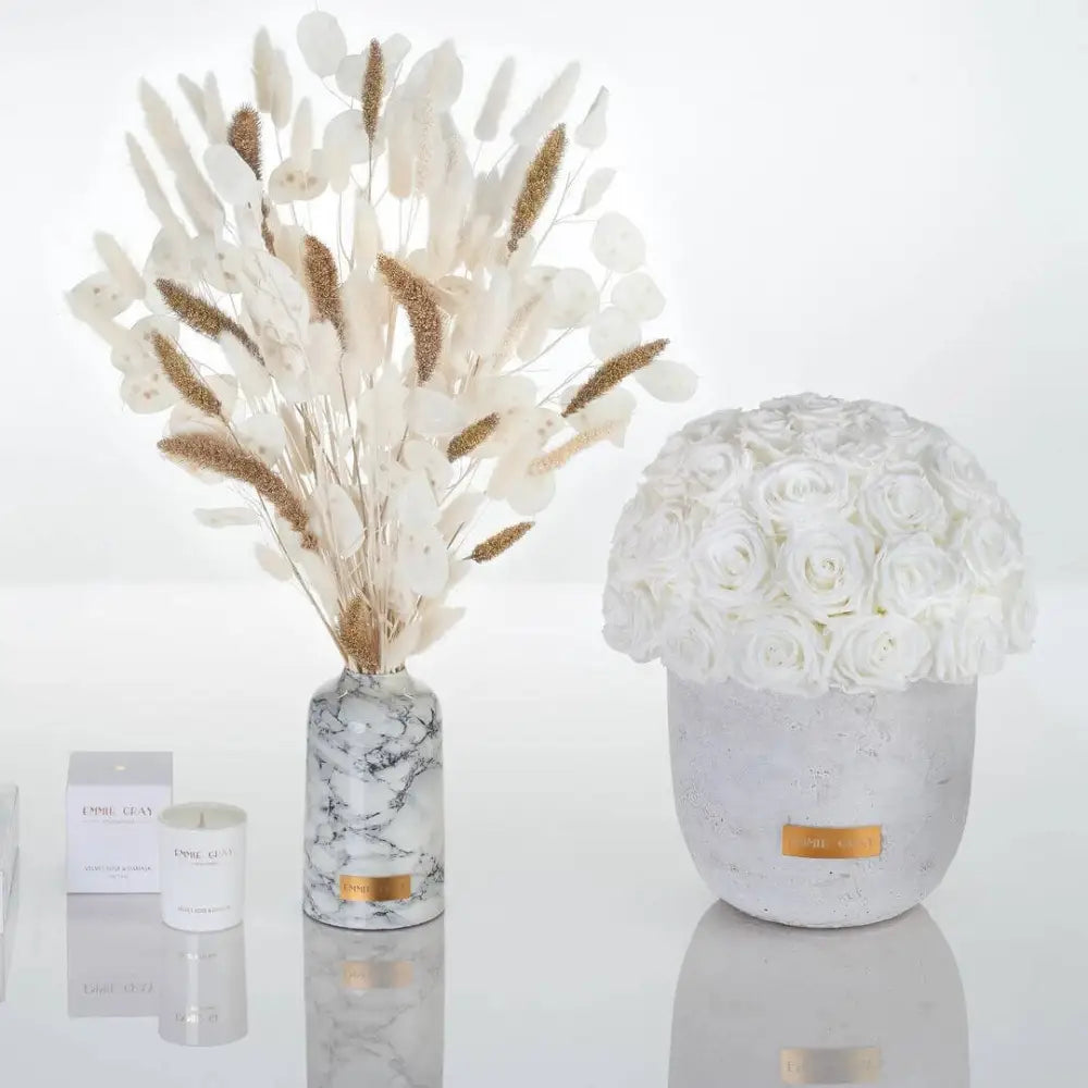 Premium Solid Splendid Infinity S – Preserved Roses Up to 3 Years – Jewelry Pure White by Flor de Oro | Customizable Luxury Jewelry