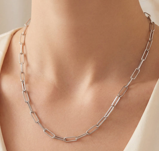 Paperclip Chain Necklace – 925 Sterling Silver