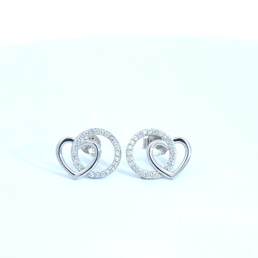 Interlocking Heart Stud Earrings – 925 Sterling Silver
