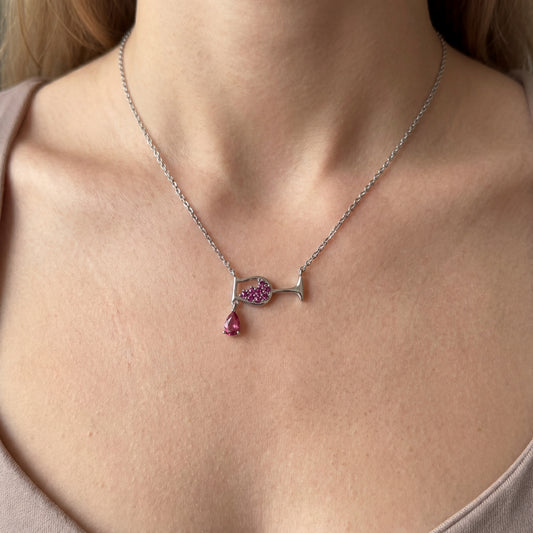 Wine Glass Pendant Necklace – 925 Sterling Silver