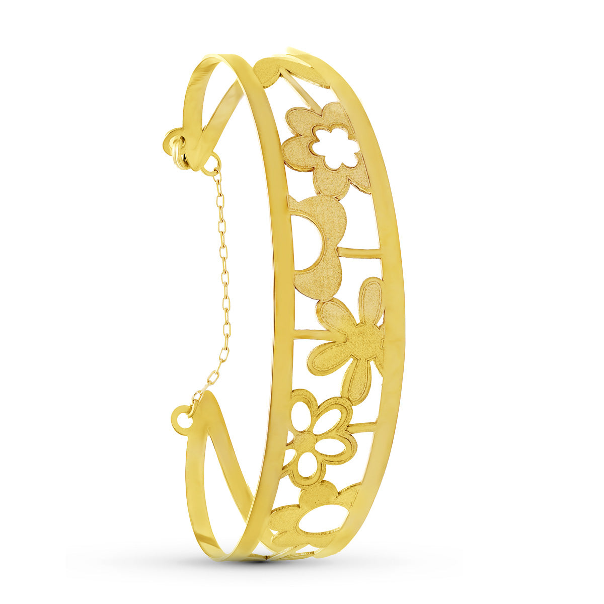 18K Yellow Gold Rigid Floral Motif Bracelet