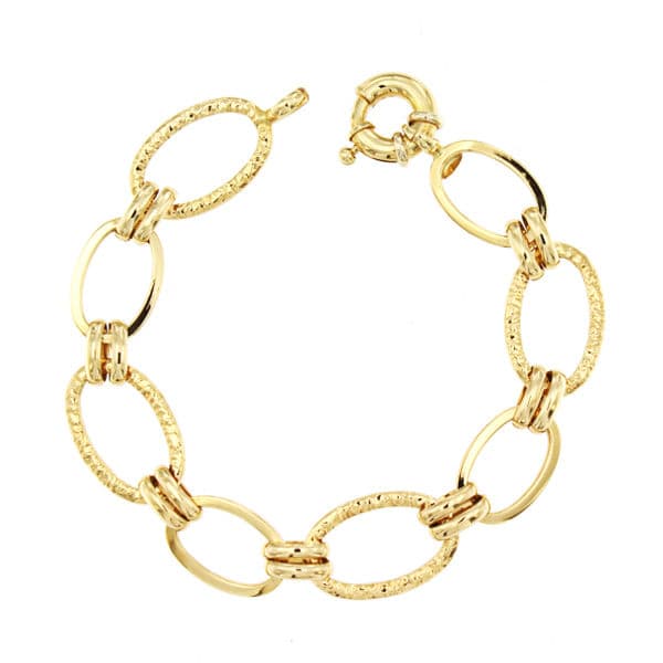 18K Yellow Gold Hollow Link Bracelet — 19 cm