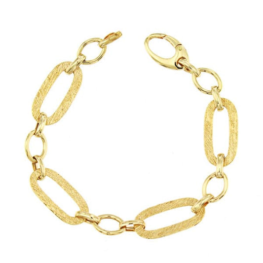 18K Yellow Gold Hollow Link Bracelet — 19.5 cm
