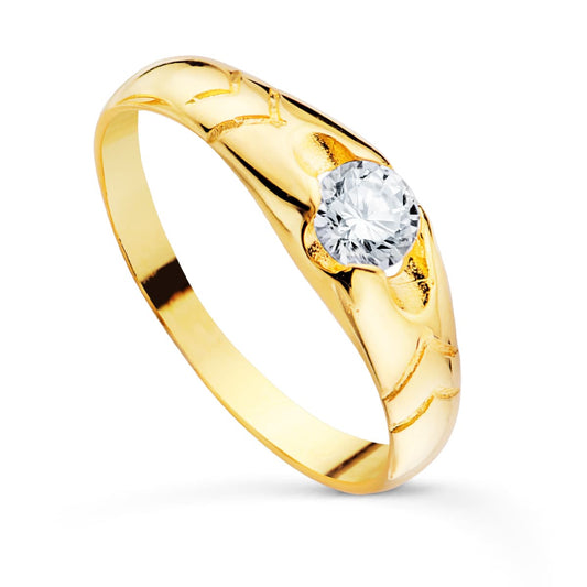 18K Yellow Gold Cubic Zirconia Ring