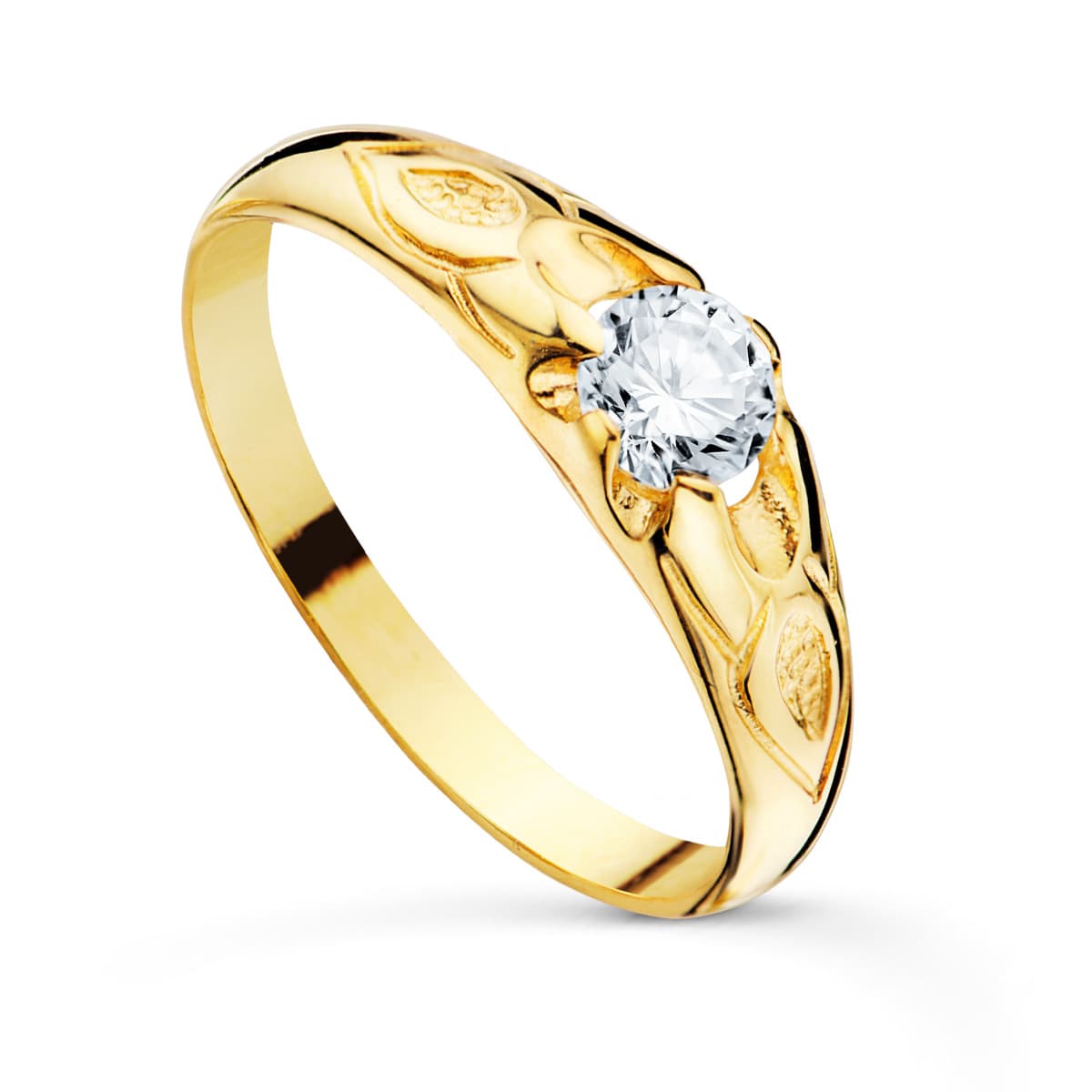 18K Yellow Gold Cubic Zirconia Ring