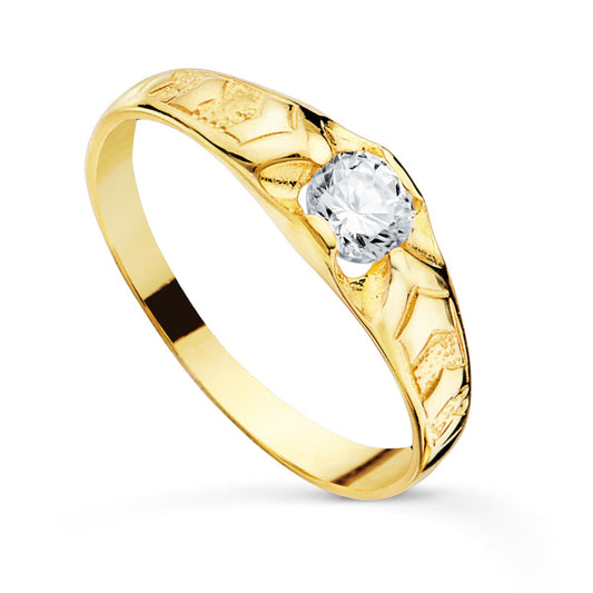 18K Yellow Gold Cubic Zirconia Ring