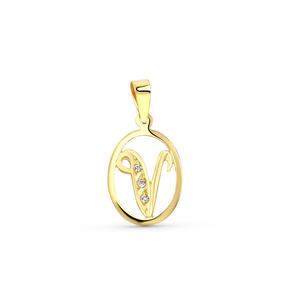 18K Yellow Gold Cubic Zirconia Pendant