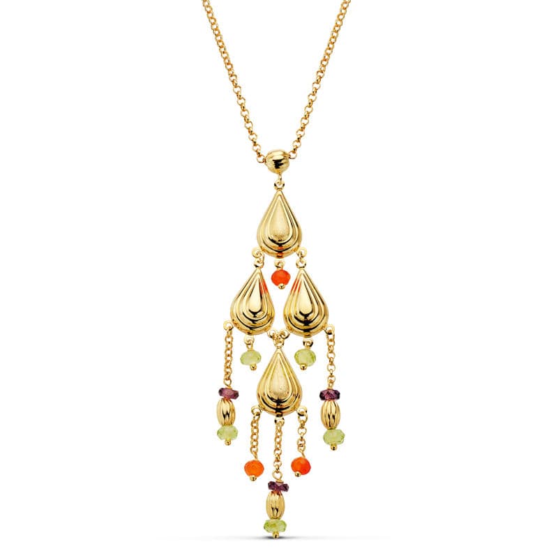 18K Yellow Gold Stone Necklace — 42 cm