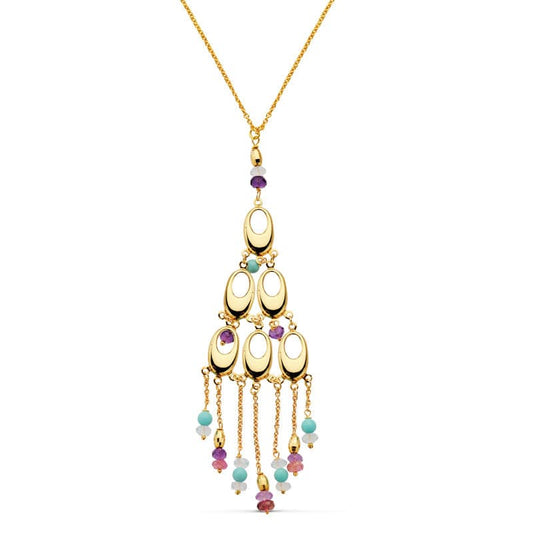 18K Yellow Gold Stone Necklace — 42 cm