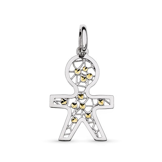 18K Two-Tone Gold Boy Silhouette Pendant — 29 × 19 mm