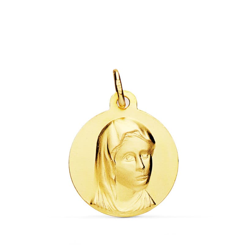18K Yellow Gold French Mary Medallion — 16 mm
