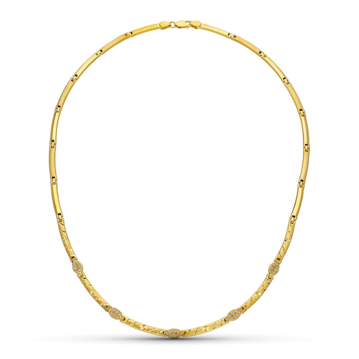 18K Yellow Gold Matte & Polished Section Necklace — 45 cm