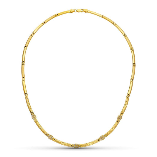 18K Yellow Gold Matte & Polished Section Necklace — 45 cm