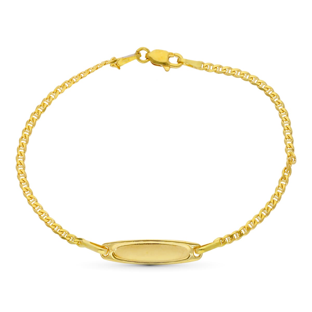 18K Yellow Gold Anchor Link ID Bracelet — 17 cm