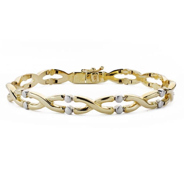 18K Two-Tone Gold Bracelet — 19 cm, 7 mm