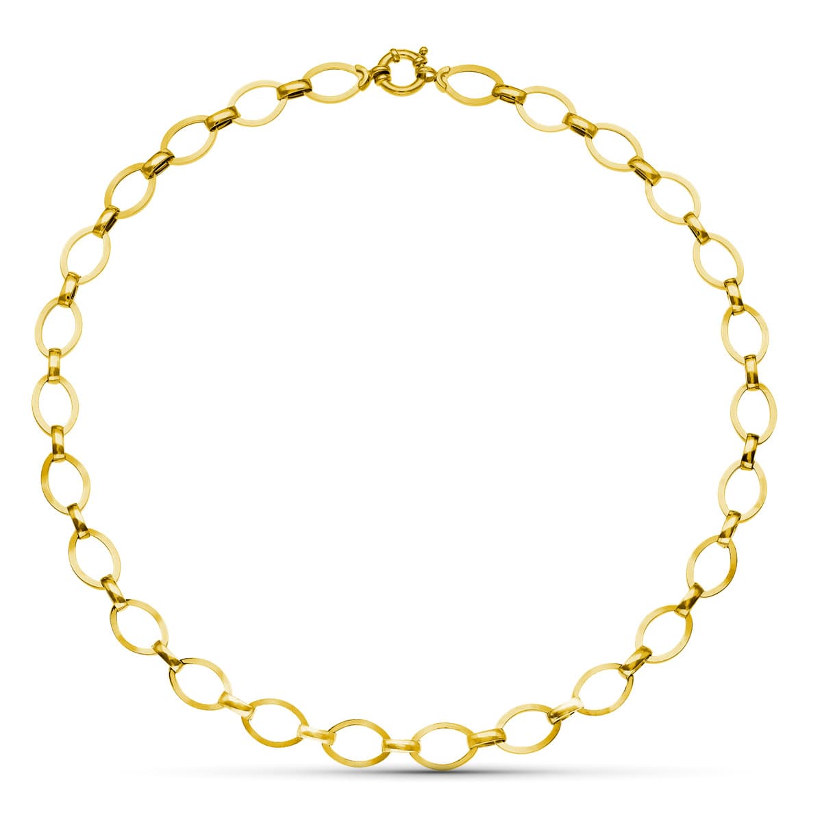 18K Two-Tone Gold Link Necklace — 42 cm, 8 mm