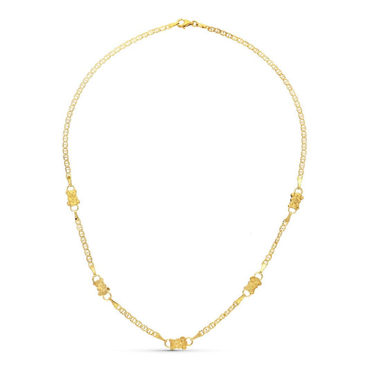 18K Yellow Gold Bear Motif Necklace — 45 cm, 6 mm