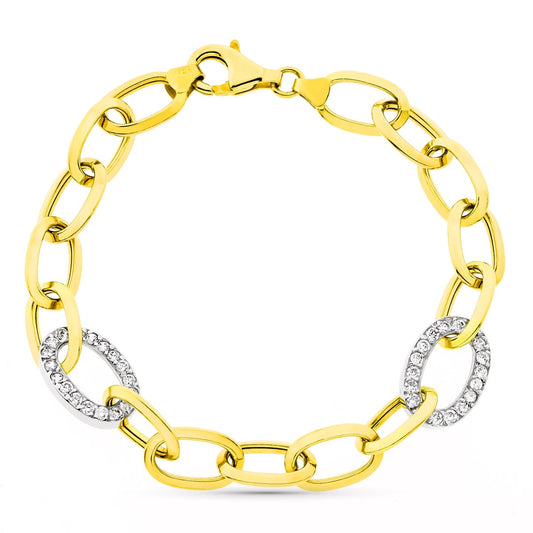 18K Two-Tone Gold Link Bracelet — 18.5 cm, 11 mm