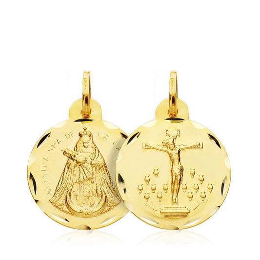 18K Yellow Gold Christ of La Laguna & Virgin of Candelaria Scapular — 18 mm