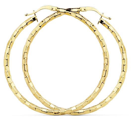 18K Yellow Gold Hollow Square Hoop Earrings — 44 mm
