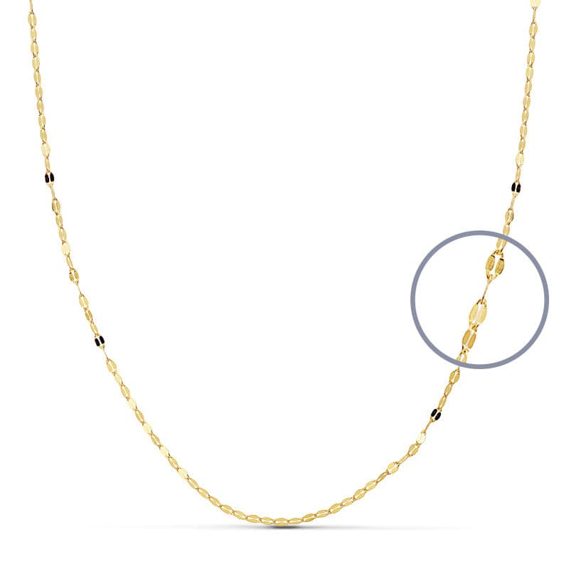 18K Yellow Gold Solid Diamond-Cut Chain — 40 cm, 1 mm