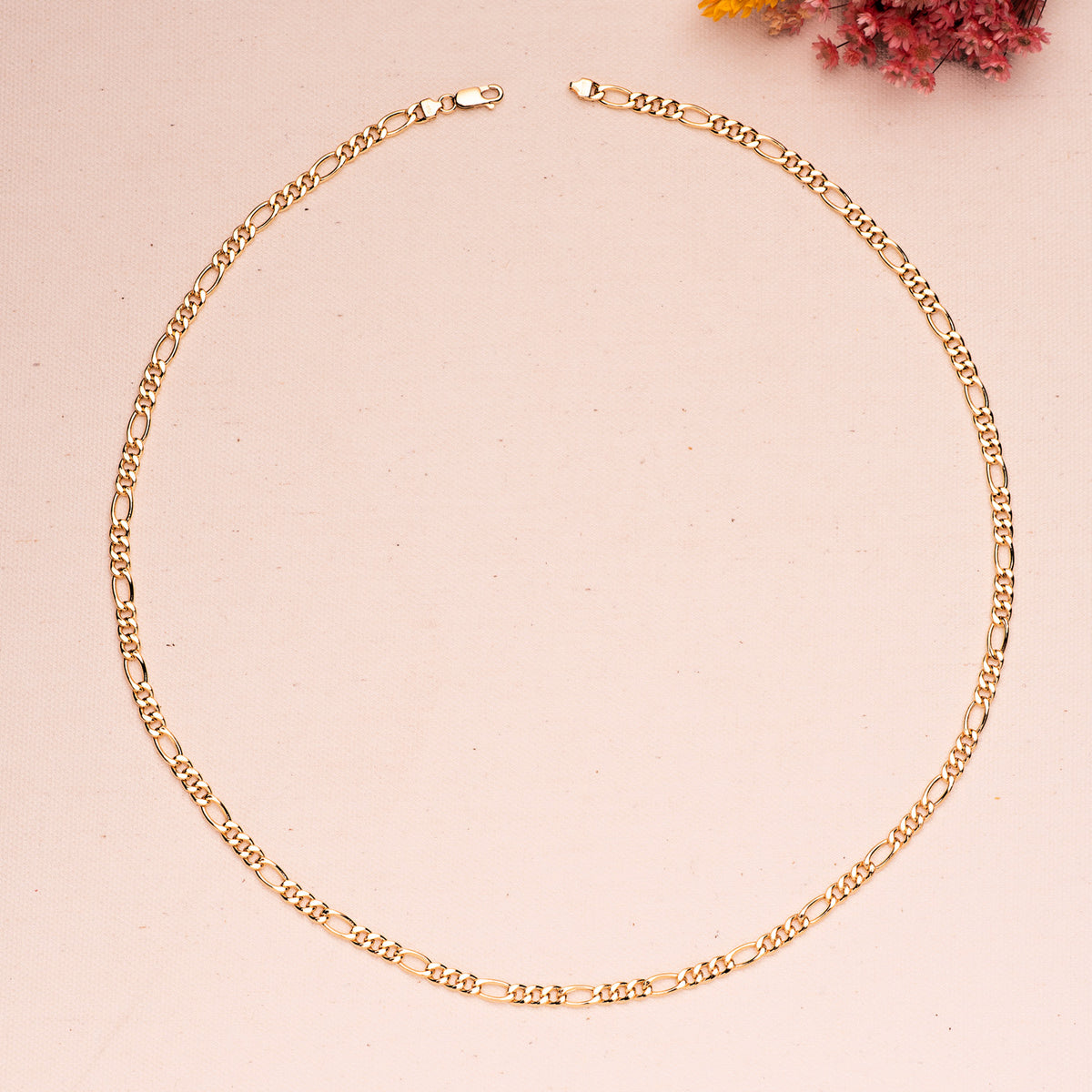 18K Yellow Gold Hollow 3+1 Link Chain — 60 cm, 4.5 mm