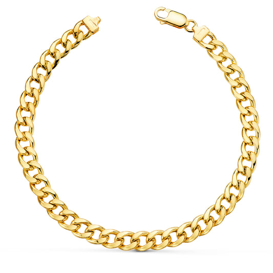 18K Yellow Gold Hollow Curb Bracelet — 20 cm, 6 mm