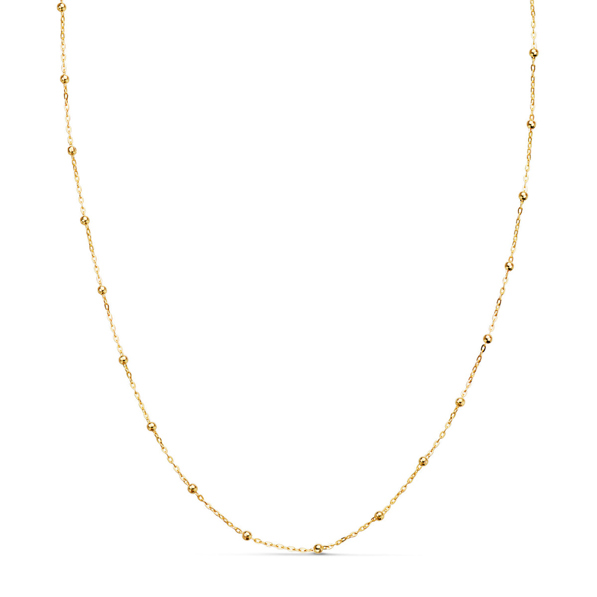 18K Yellow Gold Link & Bead Chain — 40 cm, 0.5 mm