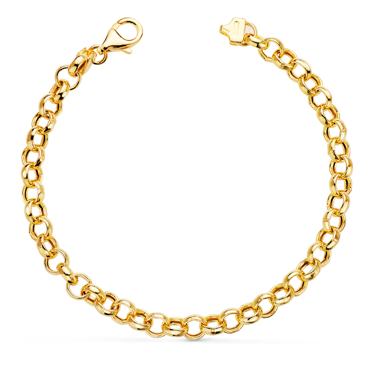 18K Yellow Gold Hollow Rolo Bracelet — 19 cm, 5.5 mm