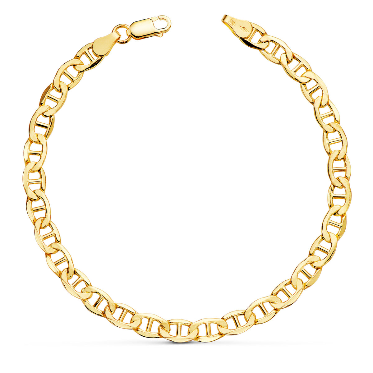 18K Yellow Gold Hollow Anchor Bracelet — 20 cm, 5 mm