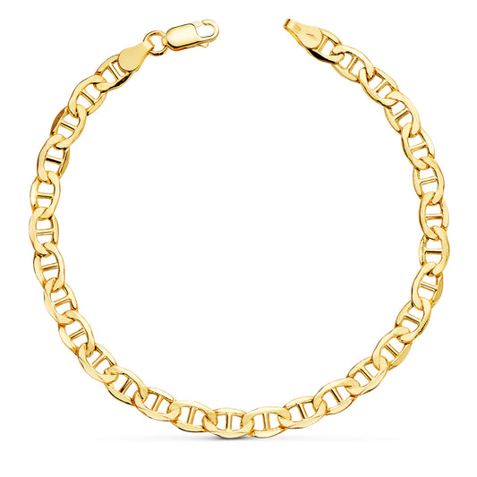 18K Yellow Gold Hollow Anchor Bracelet — 20 cm, 5 mm