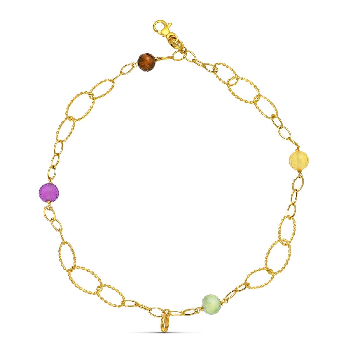 18K Yellow Gold Link Bracelet with Stones