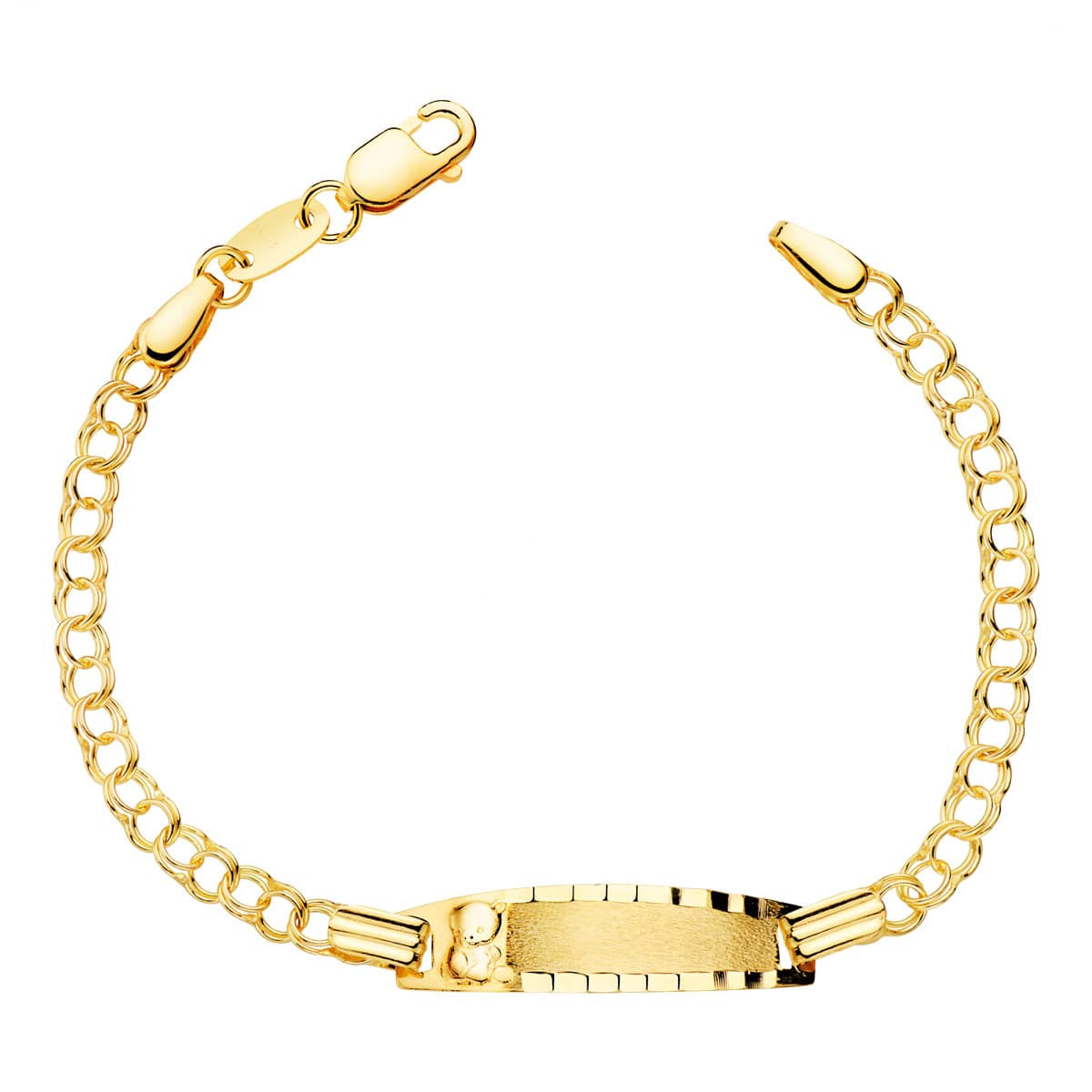 18K Yellow Gold Baby ID Bracelet with Bear — 13 cm