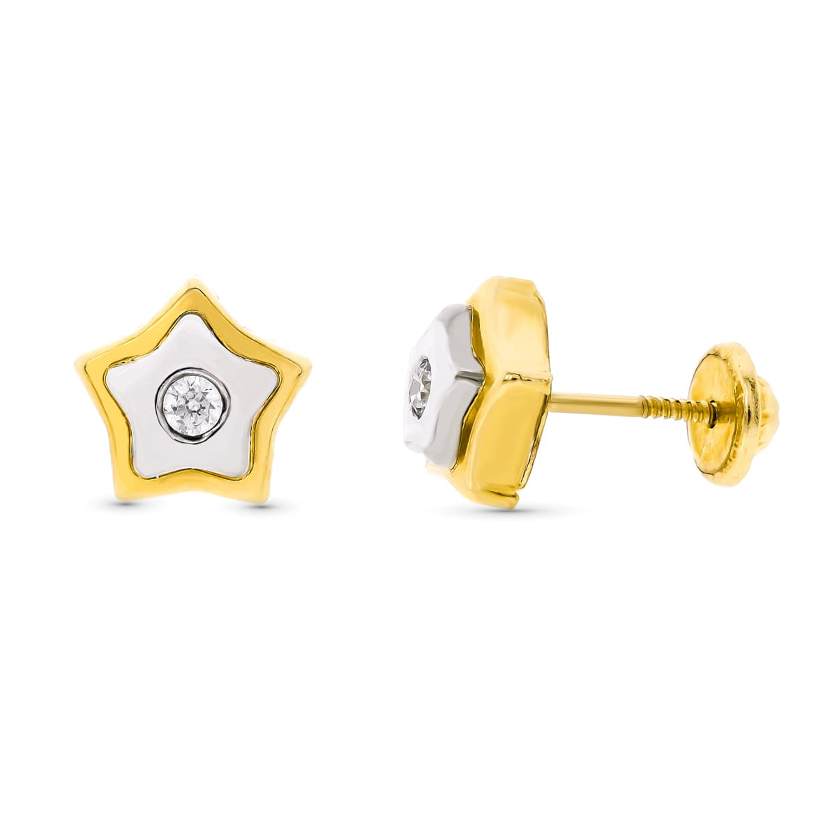 18K Gold Star Earrings