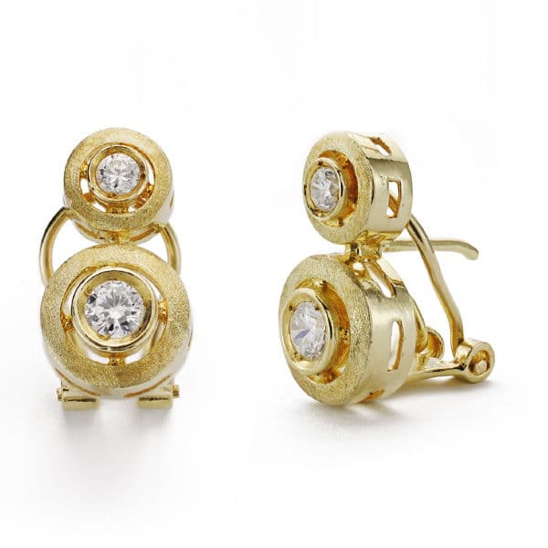 18K Yellow Gold Earrings with Cubic Zirconia
