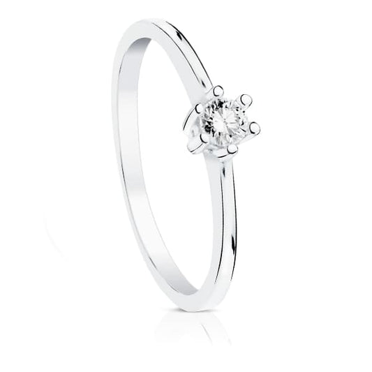 18K White Gold Solitaire Ring with Diamond